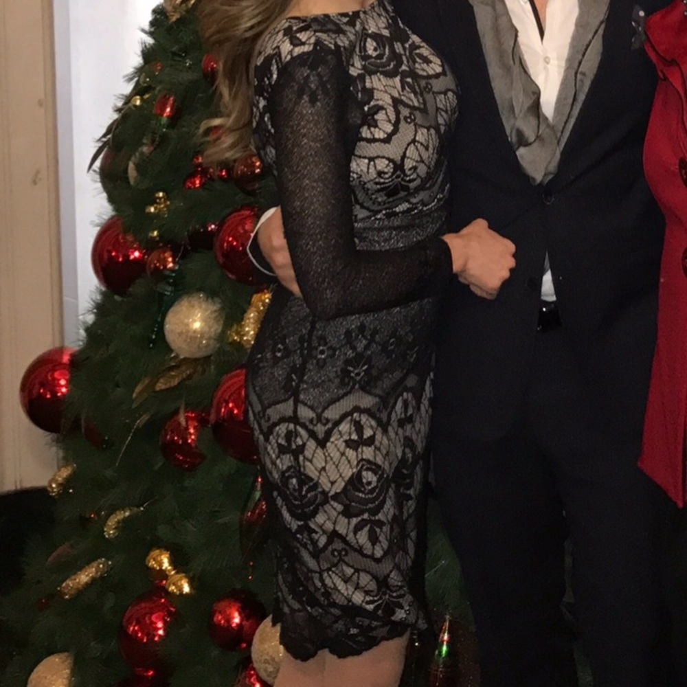 Above knee black lace dress